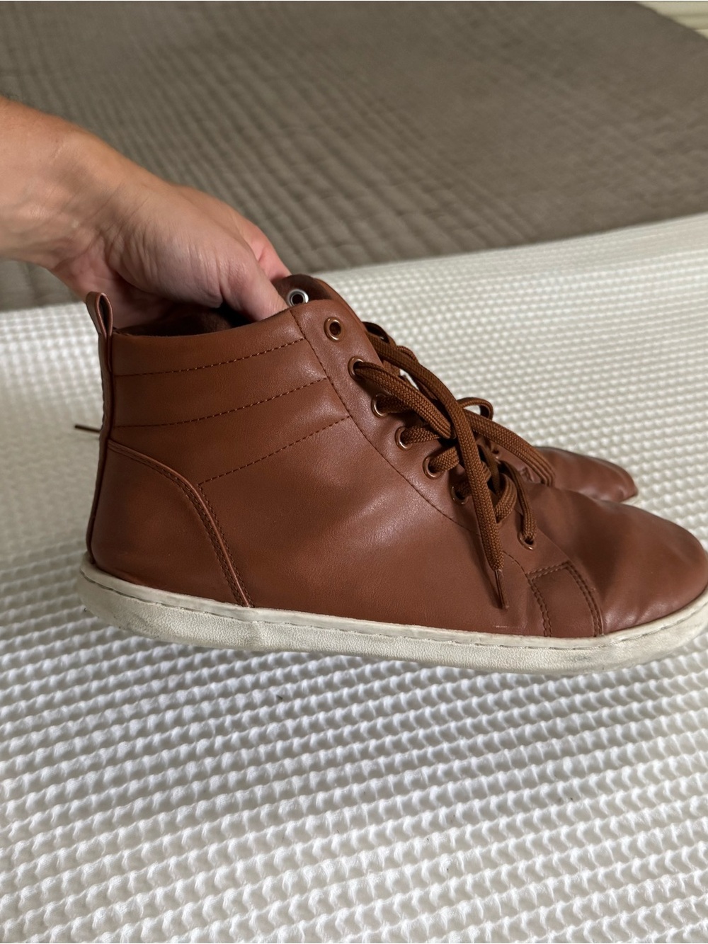 Feelgrounds Men's Brown Leather High-Top Sneaker
